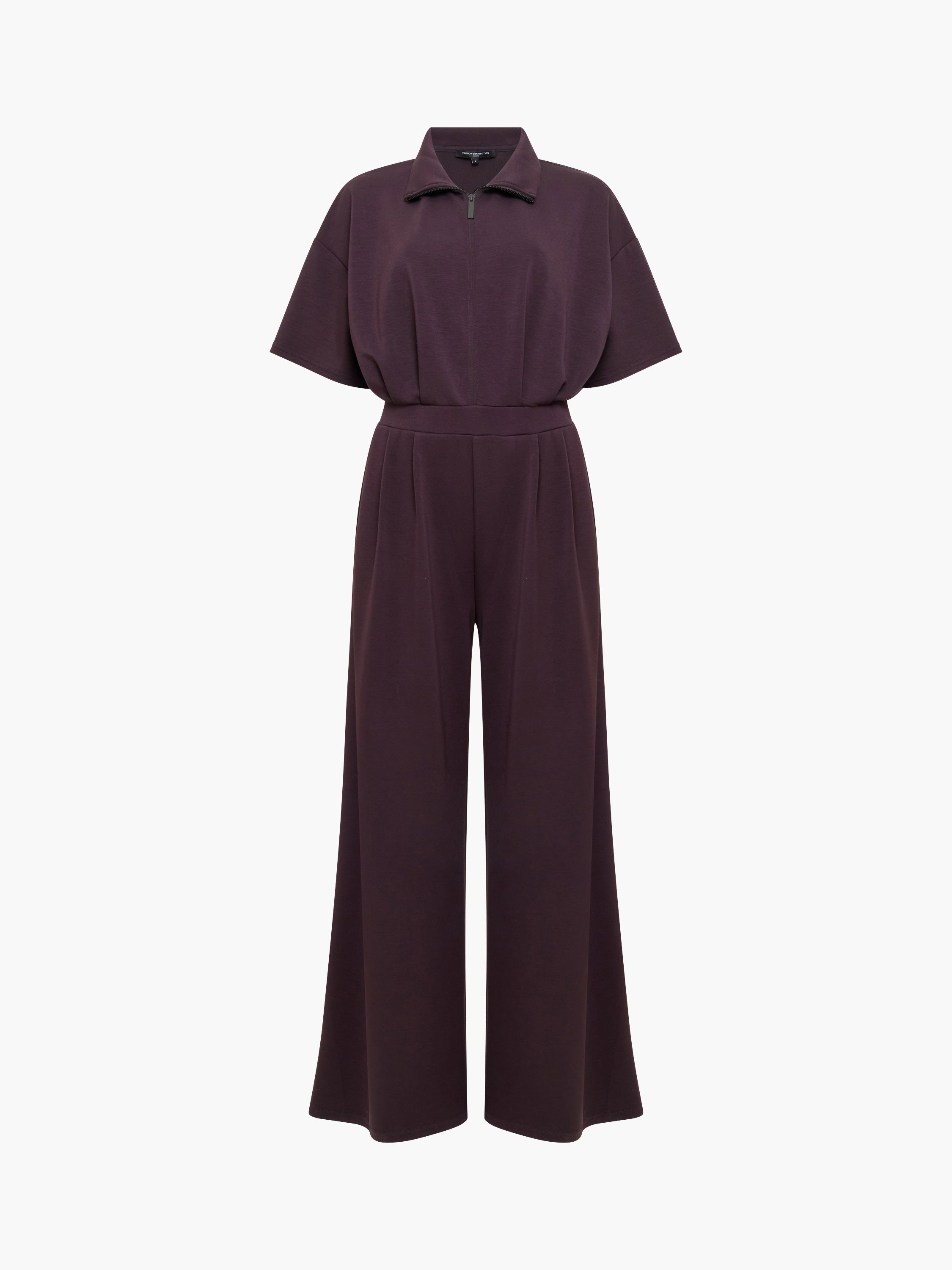 Wren Brown Half Zip Wide Leg Jumpsuit