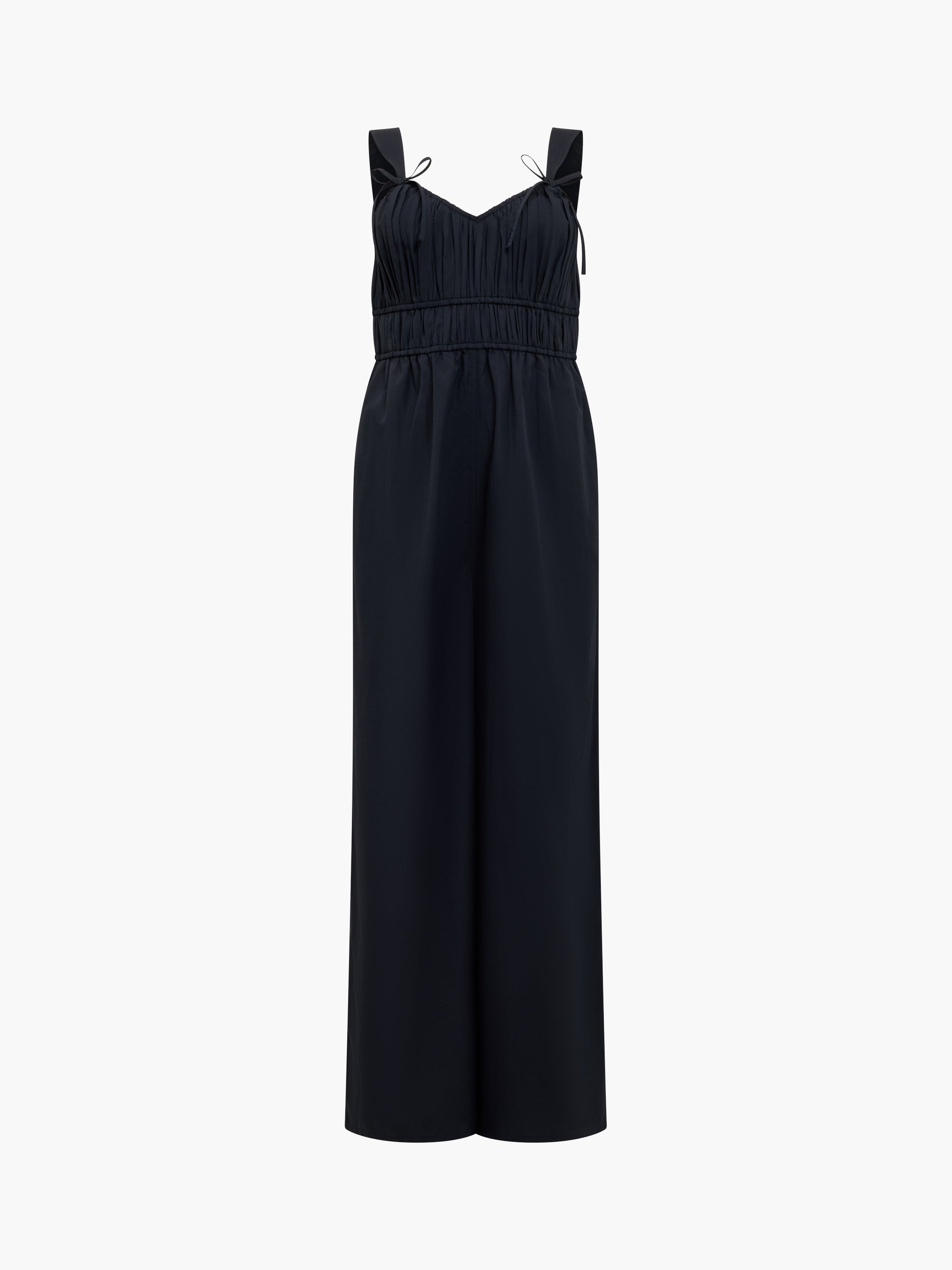 Era Poplin Bow Ruched Bust Black Jumpsuit