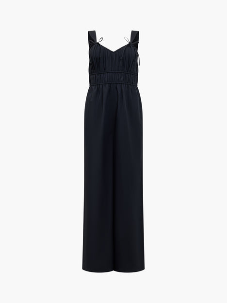 Era Poplin Bow Ruched Bust Black Jumpsuit