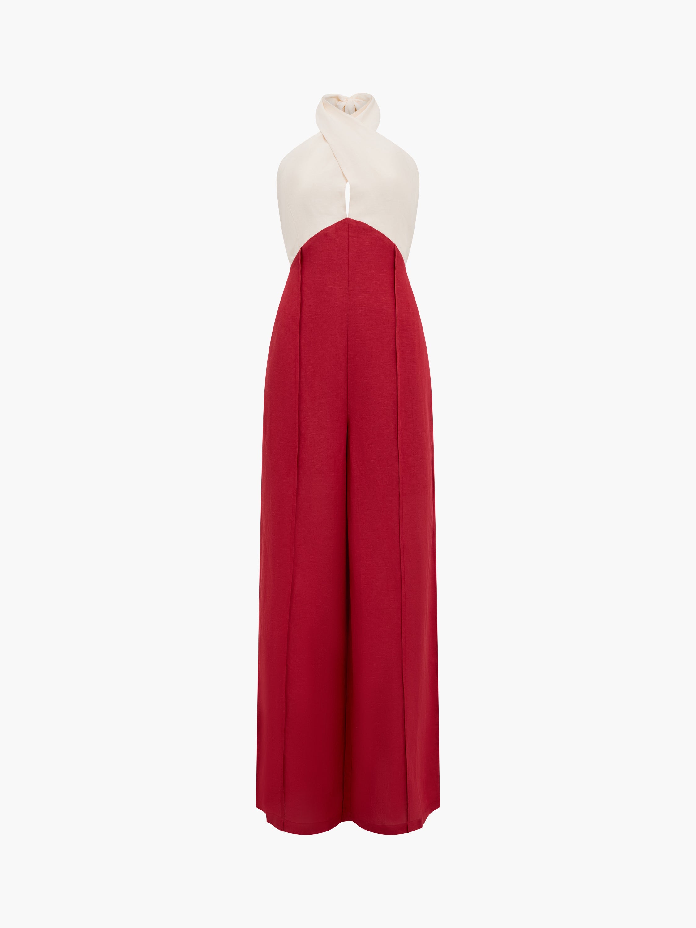Birdie Linen Blend Halterneck Wide Leg Jumpsuit