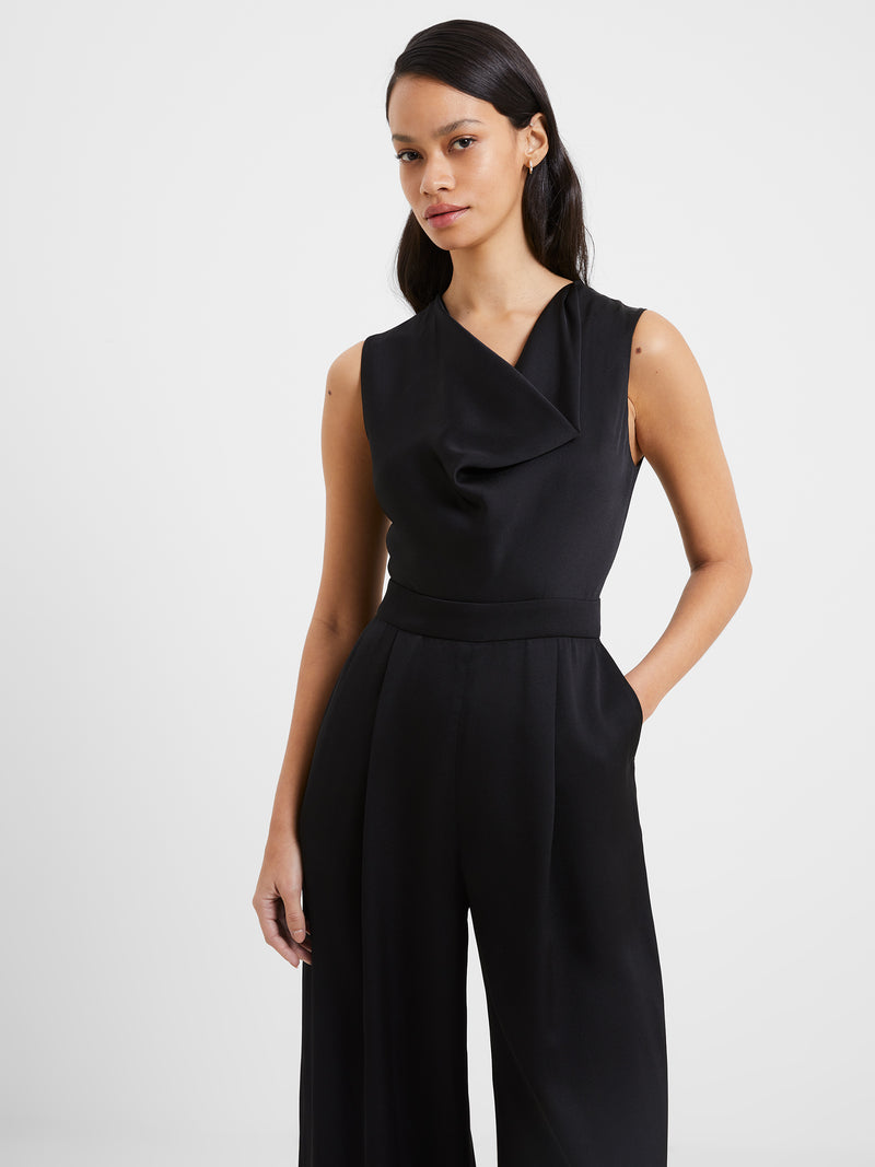 Harlow Satin Sleeveless Jumpsuit Blackout