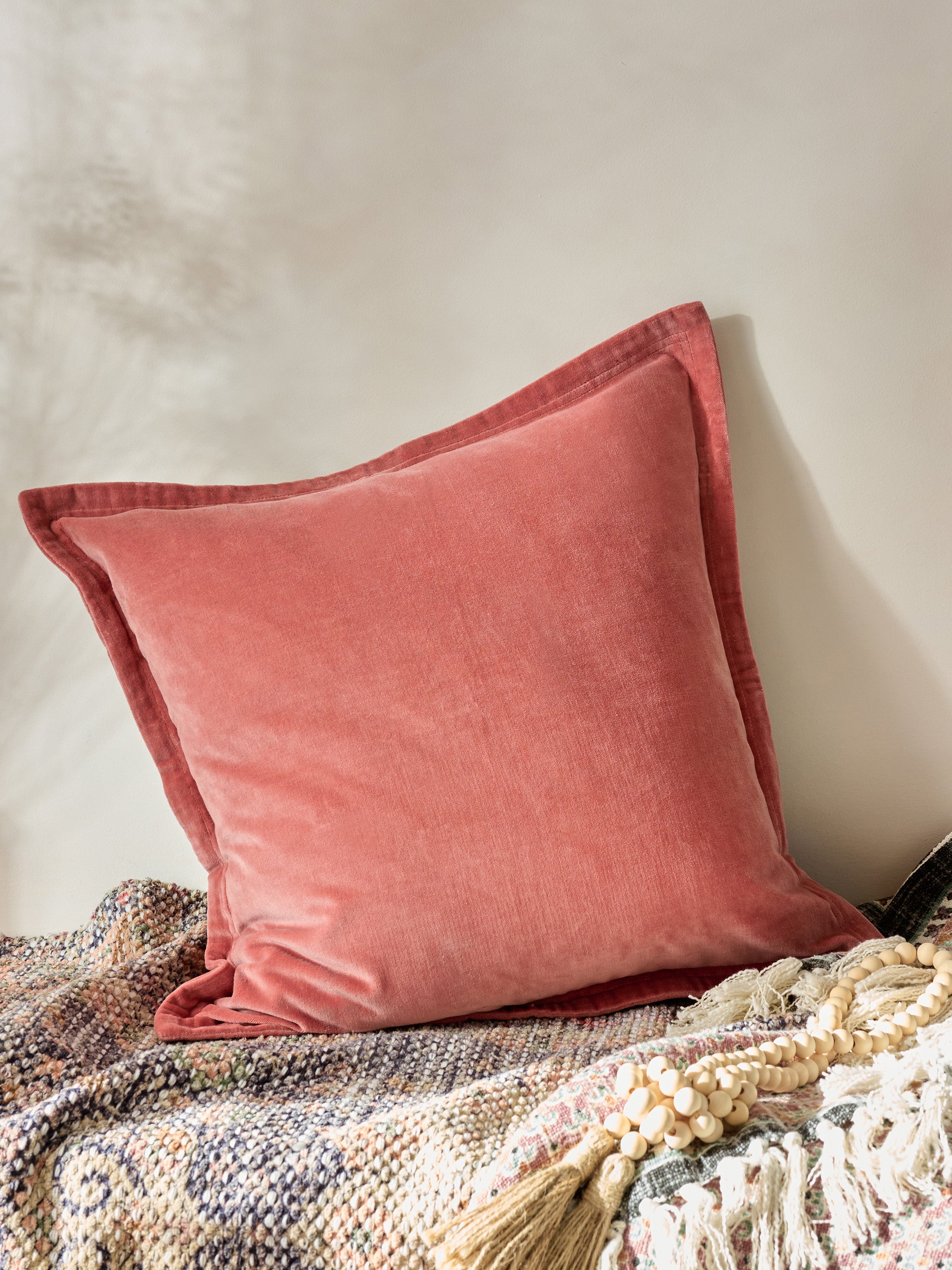 Throw Pillows Peach Colour Cushions Washed Velvet Peach