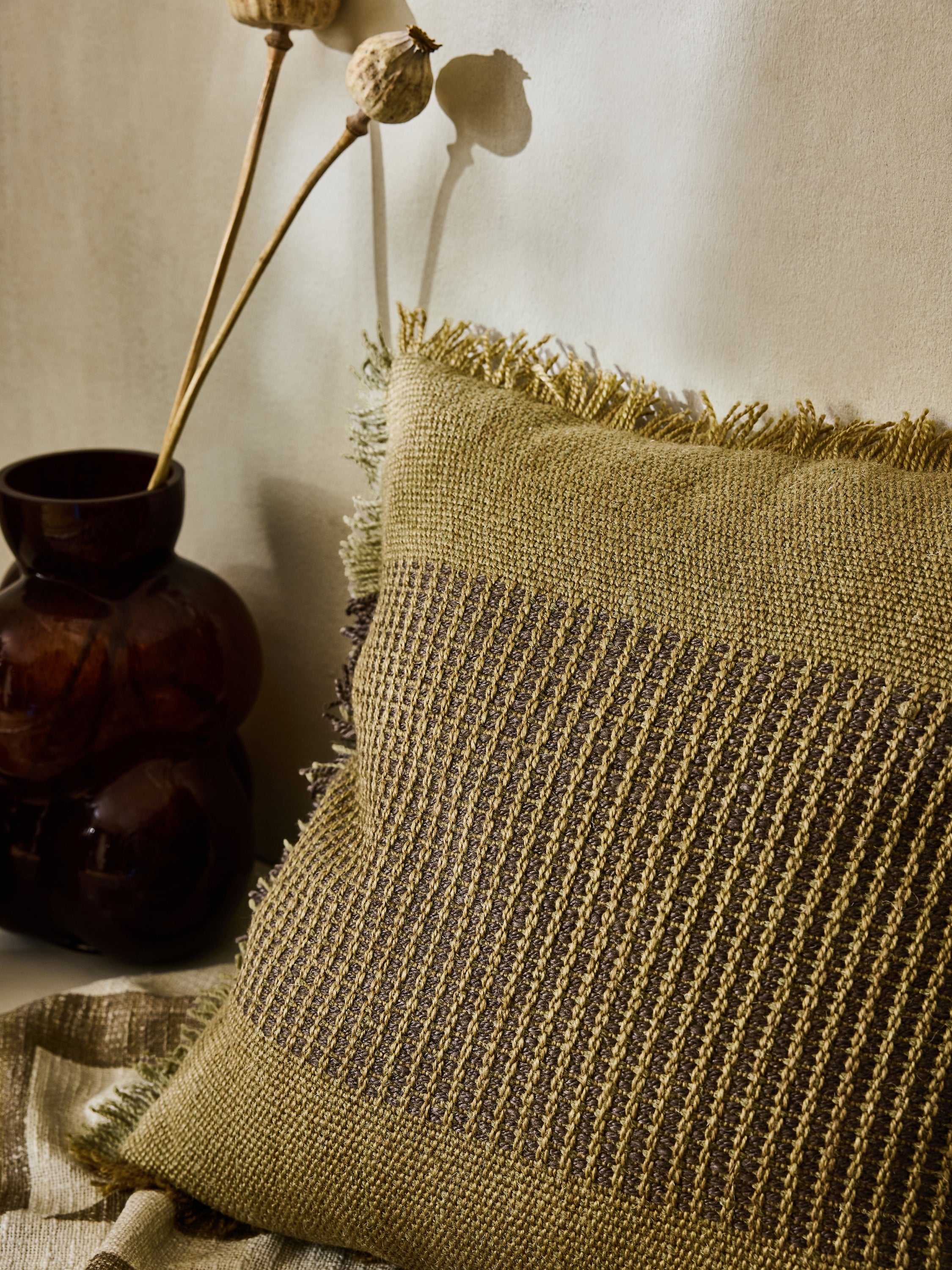 Textured Fringe Recycled Cushion