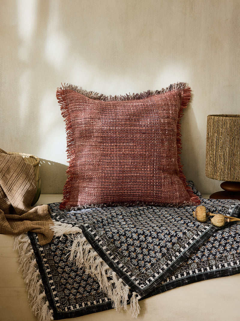 Textured Fringe Recycled Cushion