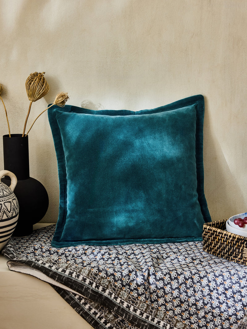 Washed Velvet Teal Blue Cushion