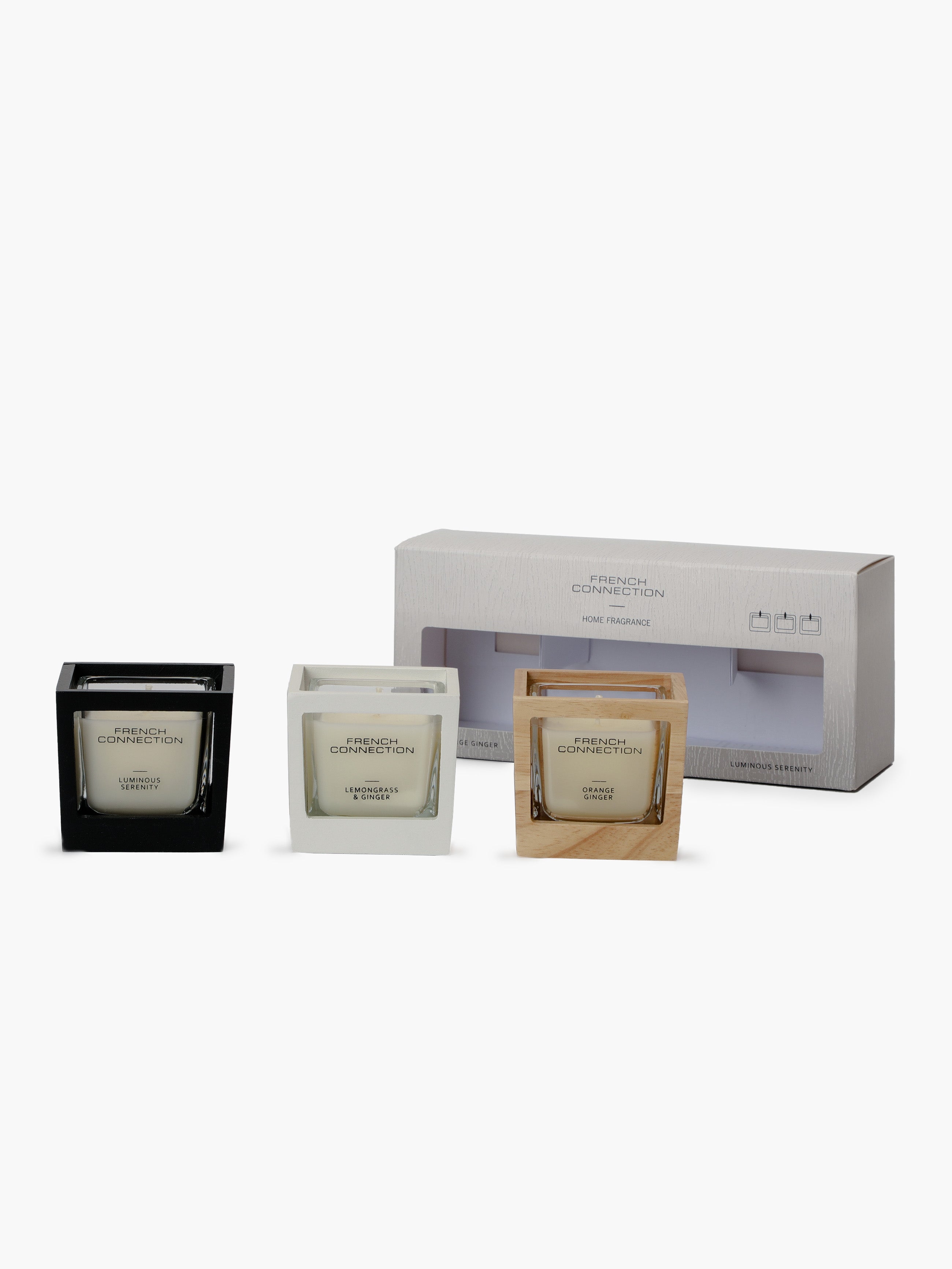 Signature Candle (Set Of 3) Natural French Connection UK