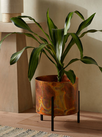 Medium Patina Metal Stand Planter