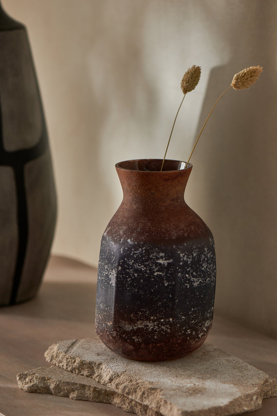 Brown Rust Effect Glass Vase