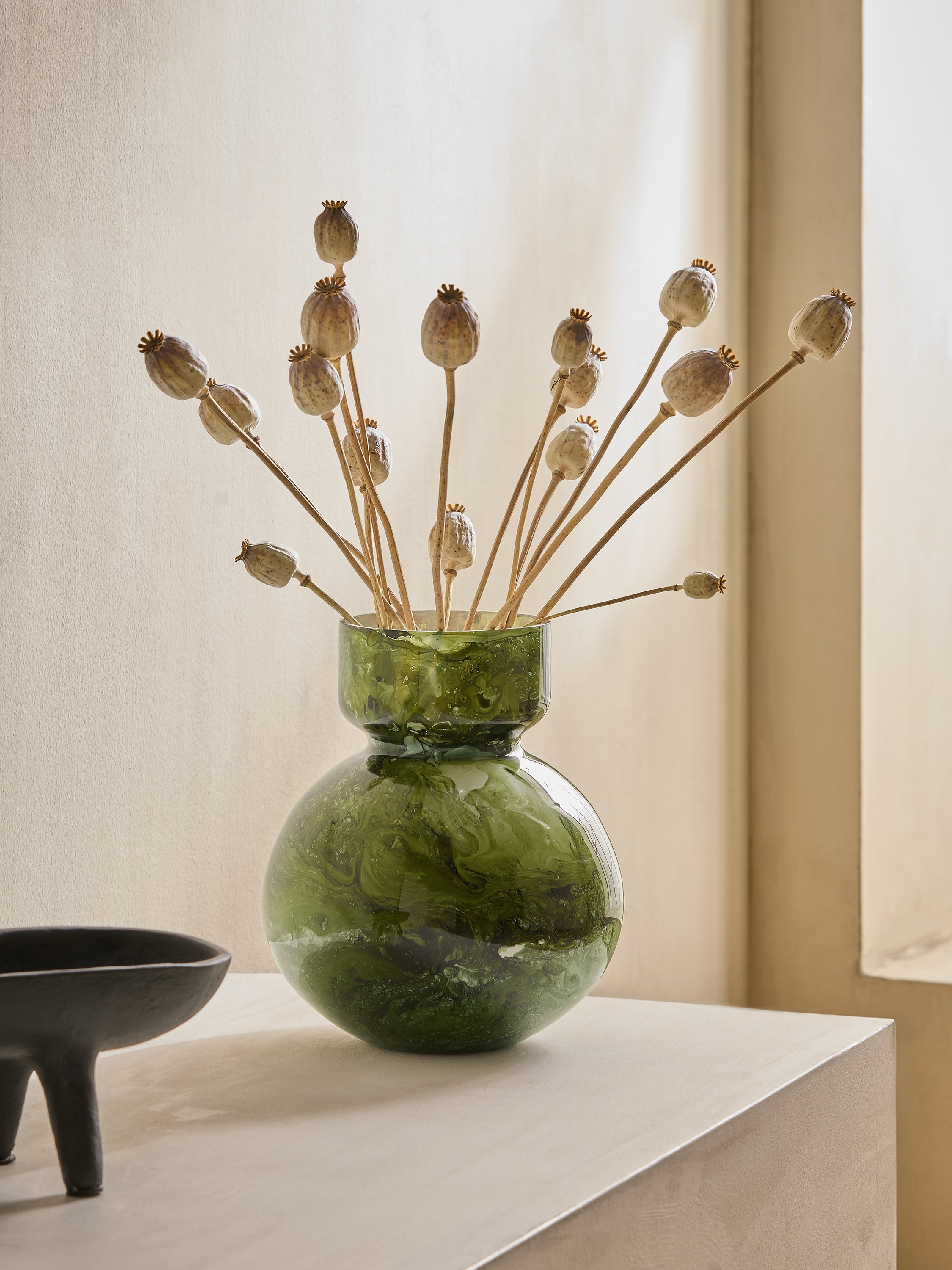 Green Abstract Glass Vase