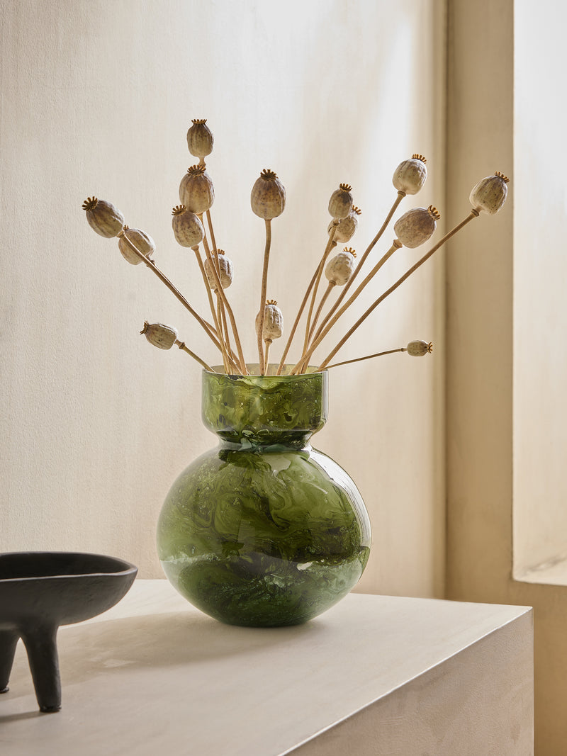 Green Abstract Glass Vase