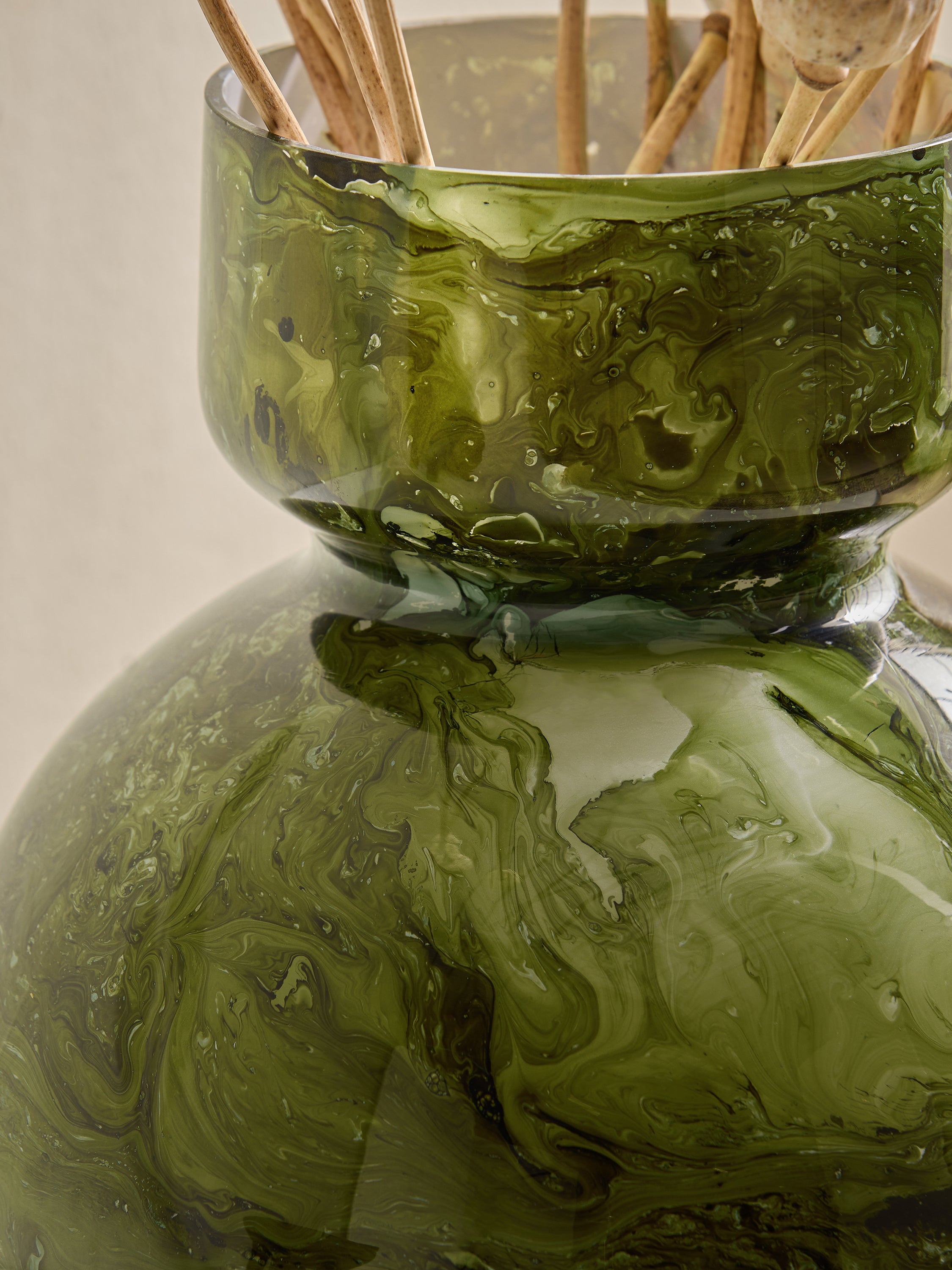 Green Abstract Glass Vase