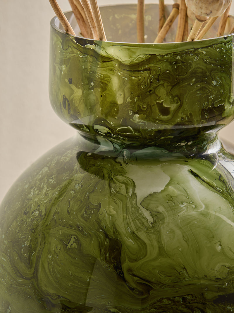 Green Abstract Glass Vase
