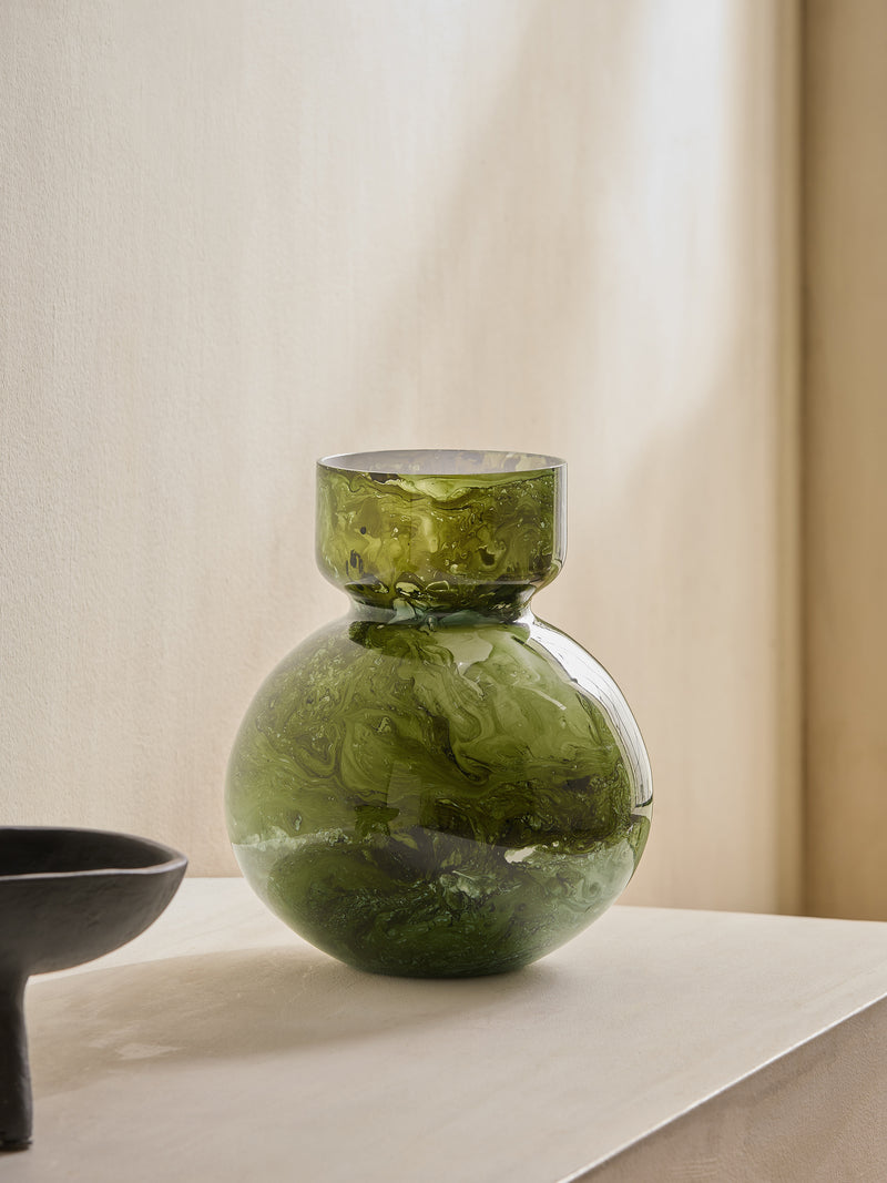 Green Abstract Glass Vase