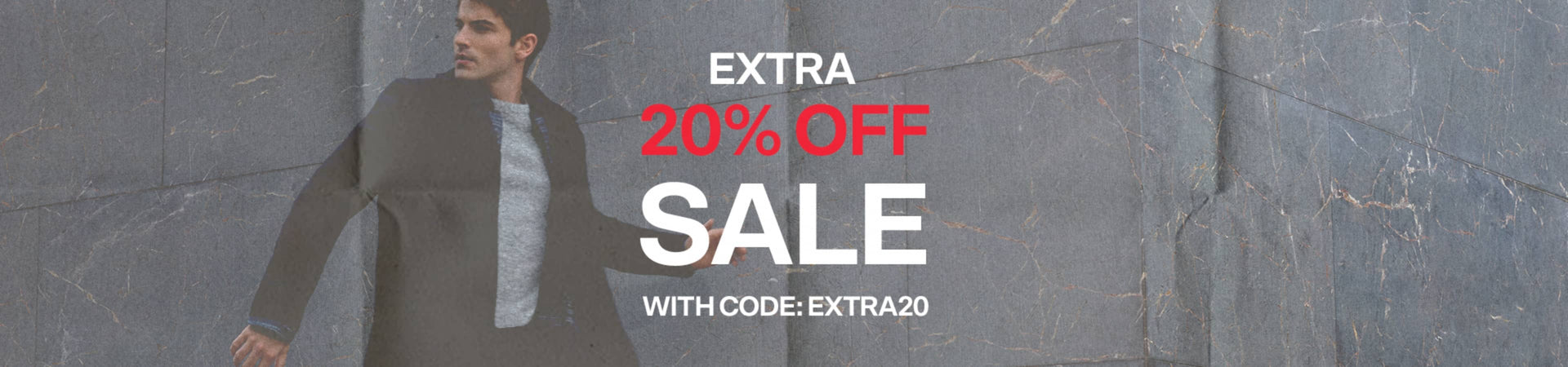 shop 20% off men's sale. shop now