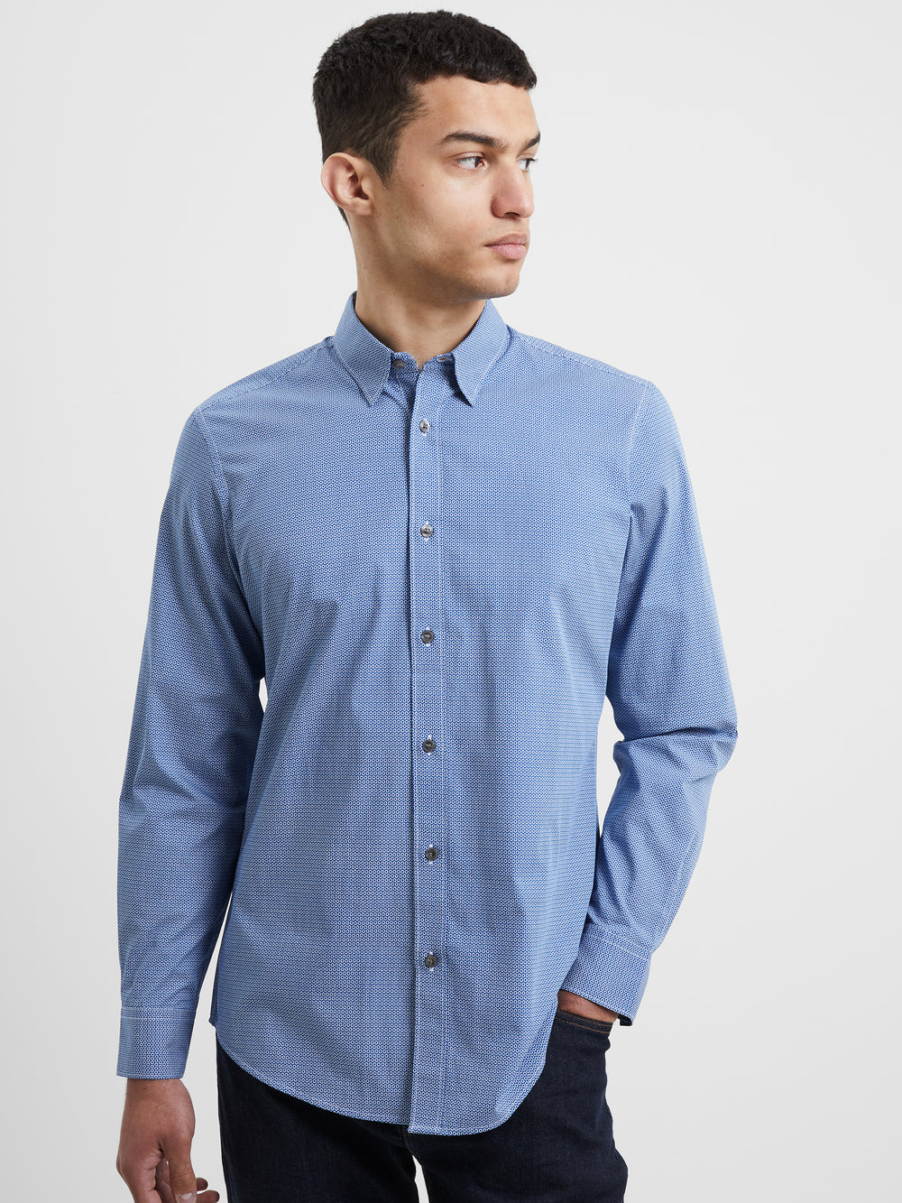 Premium Floral Long Sleeve Shirt Blue French Connection UK