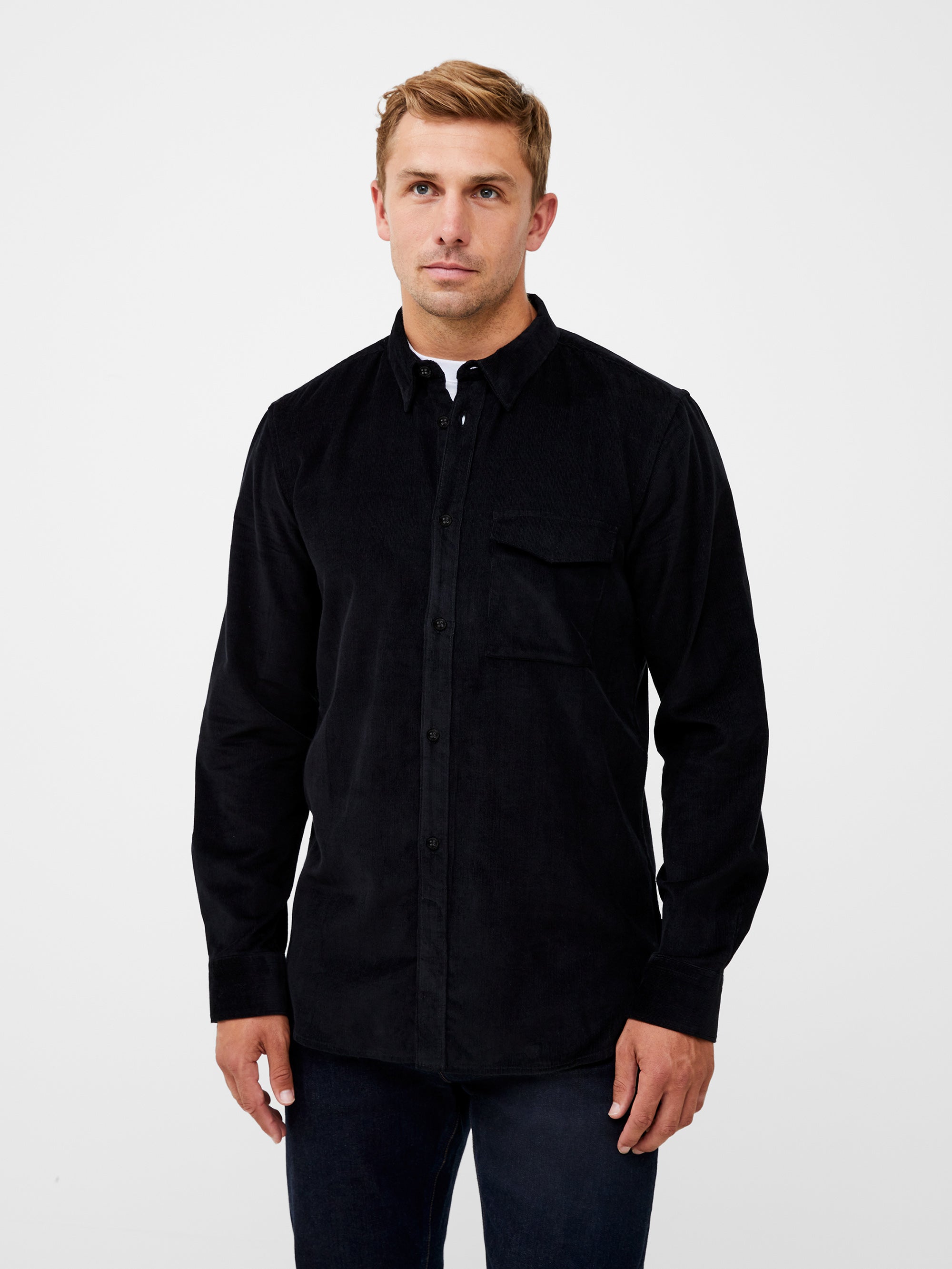 Black corduroy shirt mens sales