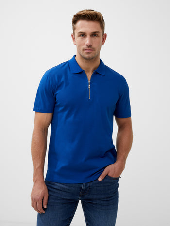 Short Sleeve Pique Zip Polo Shirt