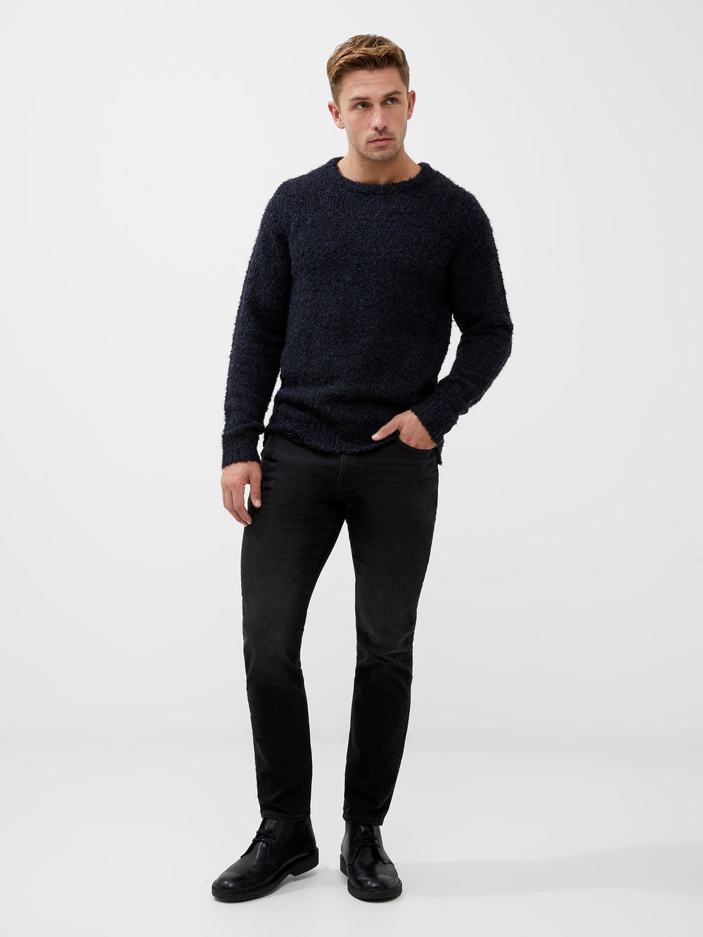 Twisted Boucle Crew Neck Jumper Dark Navy | French Connection UK