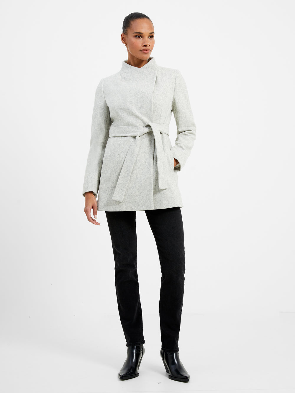 French connection platform felt coat cheap