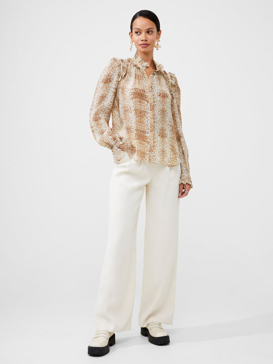 Snake Smooth Georgette Ruffle Shirt