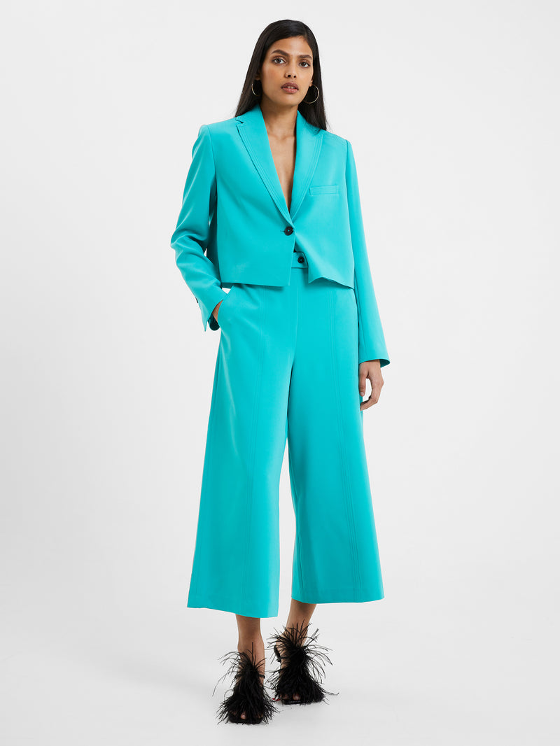 Echo Crepe Cropped Blazer Jaded Teal | French Connection UK