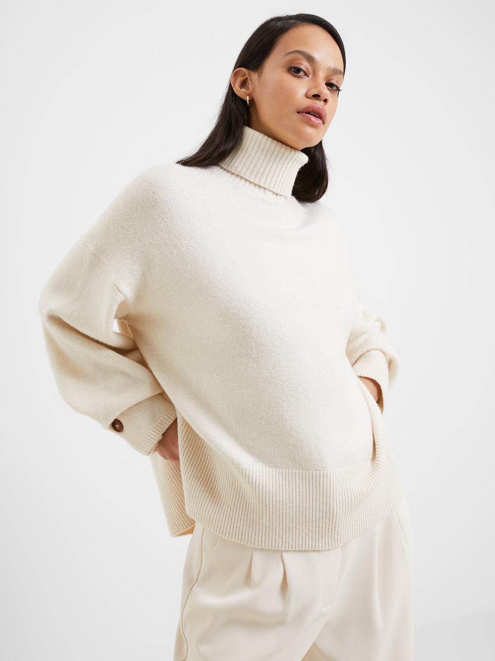 Kezia Recycled Roll Neck Jumper Classic Cream French Connection UK