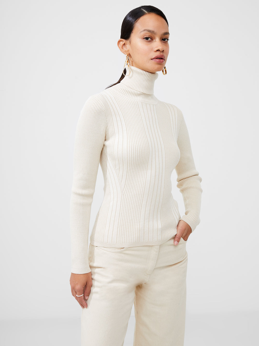 Mari Roll Nk Jumper Classic Cream Multi | French Connection UK