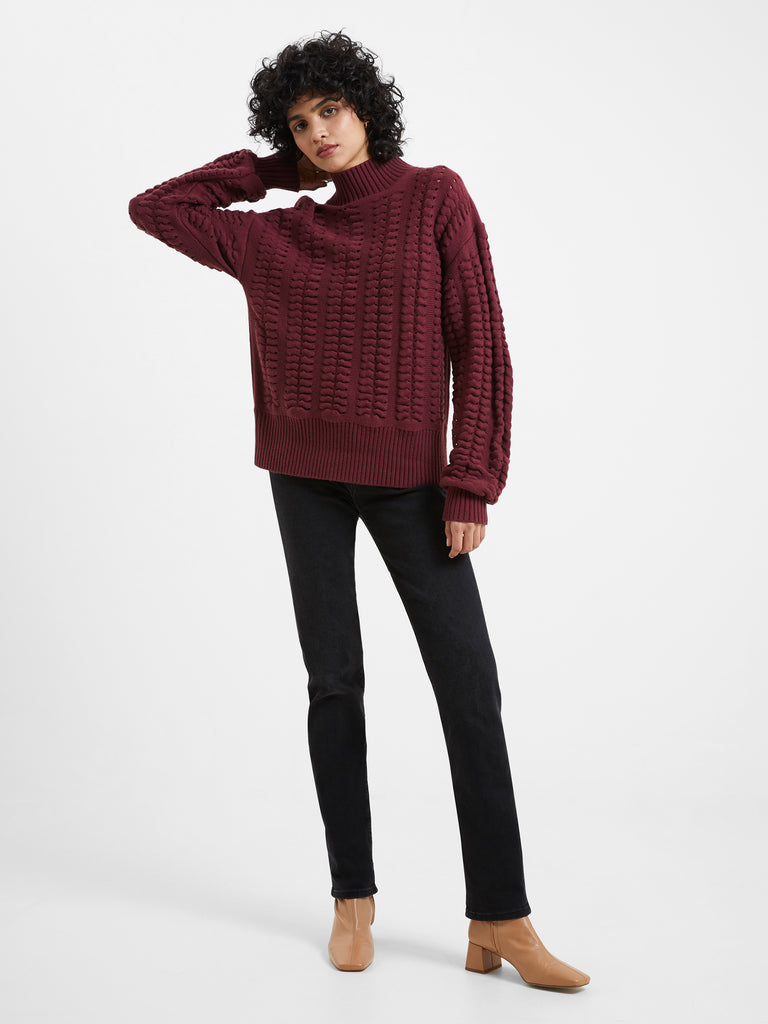 Jolee High Neck Cable Knit Jumper Chocolate Truffle | French Connection UK