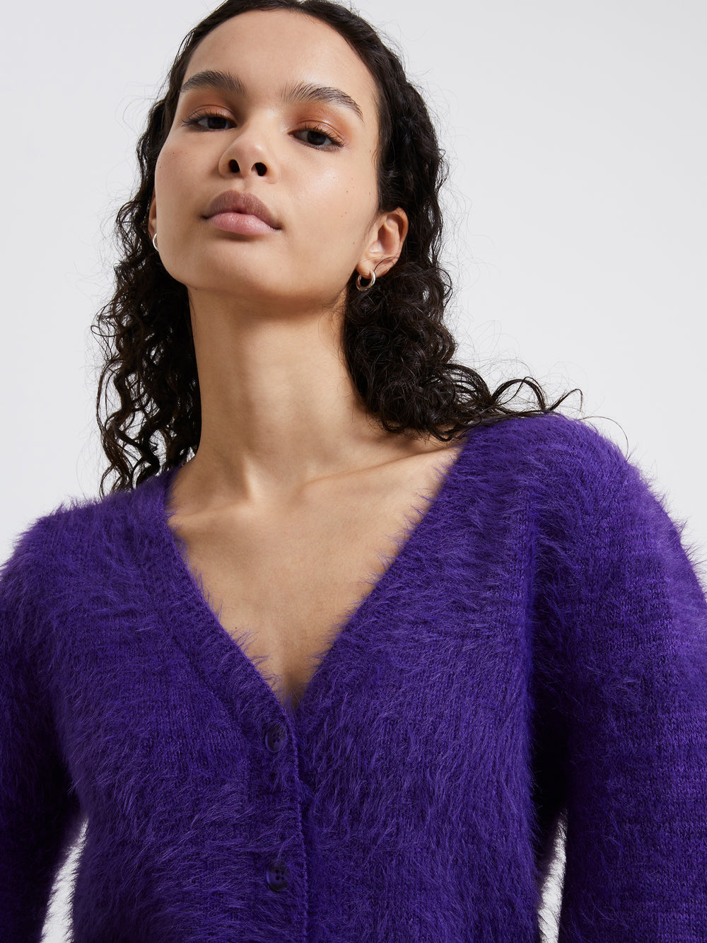 Meena Fluffy Cardigan Cobalt Violet | French Connection UK