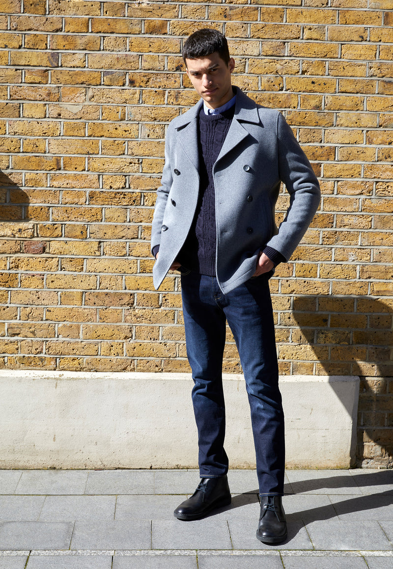 Double Breasted Peacoat Light Grey Mel | French Connection UK