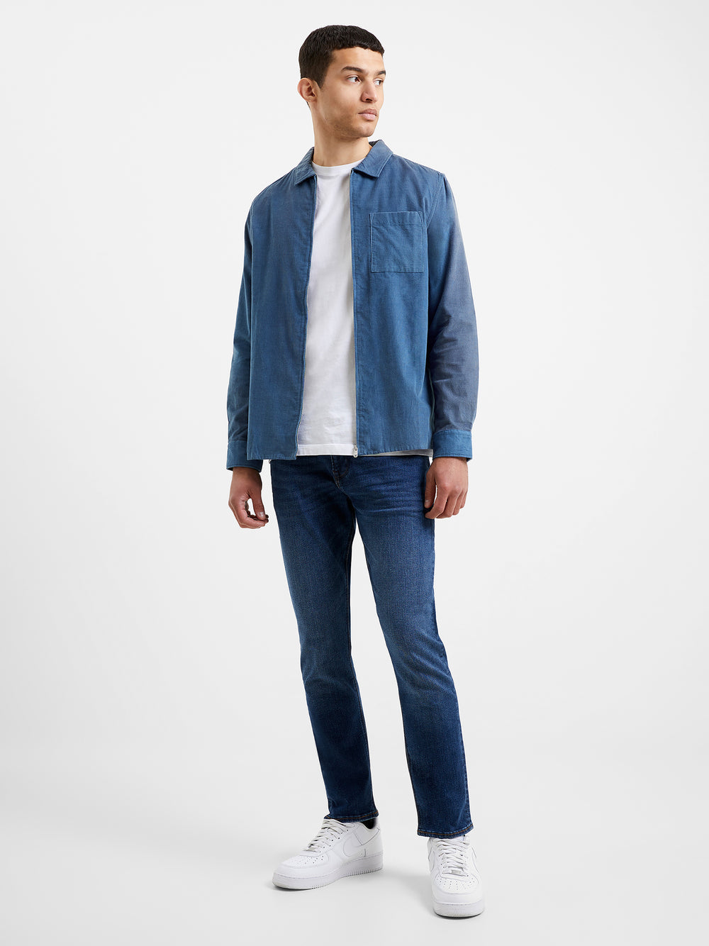Cord Zip Shirt Blue | French Connection UK