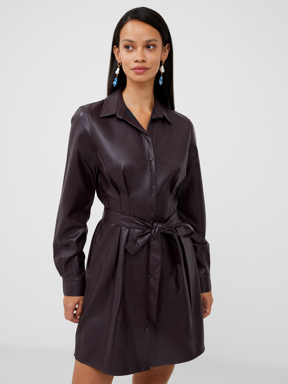 Crolenda Pu Belted Shirt Dress Decadence | French Connection UK