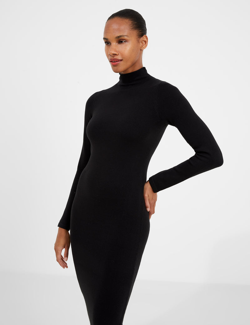 Babysoft Roll Neck Midi Dress Black | French Connection UK