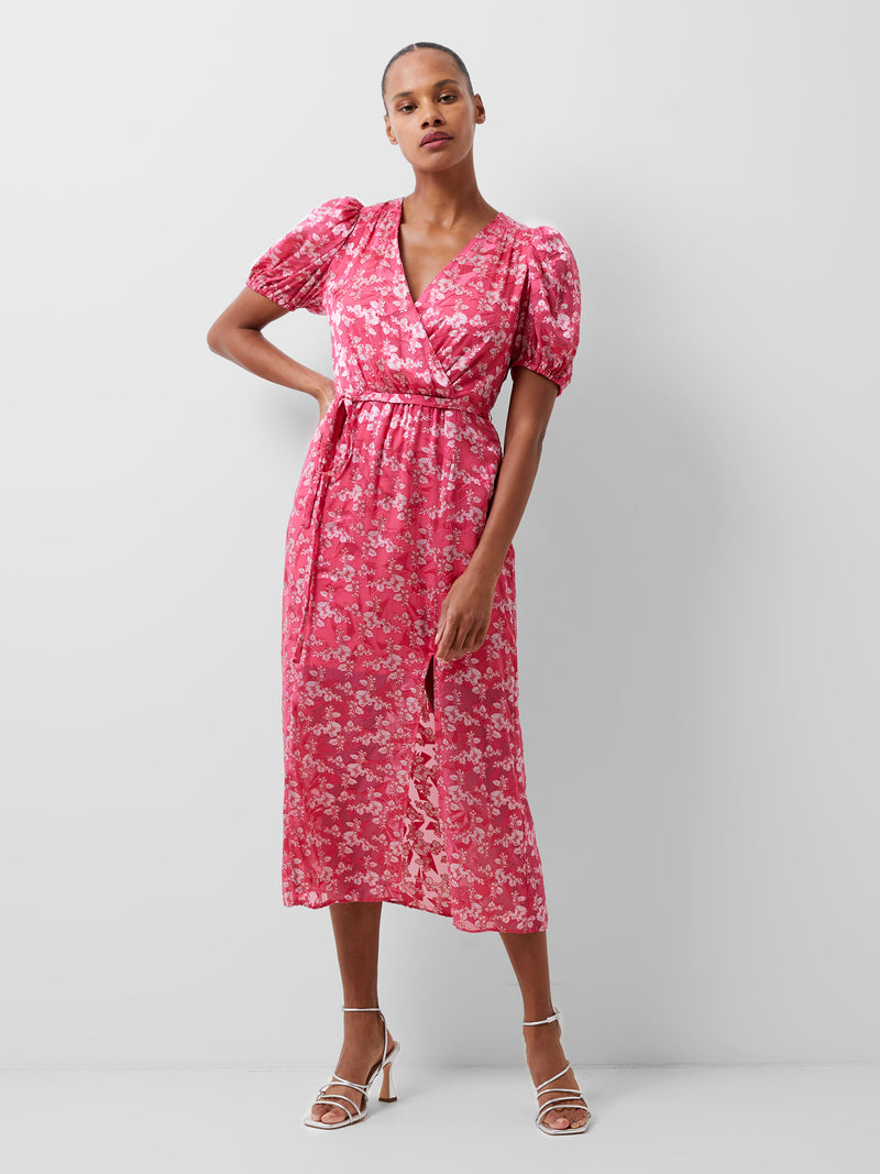 Elianna Devore Midi Dress Raspberry Sorbet/Aza | French Connection UK