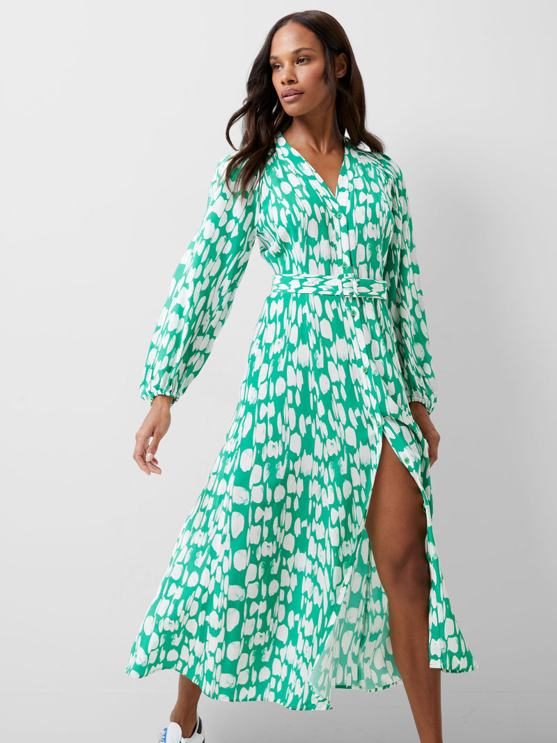 Islanna Crepe Belted Dress Jelly Bean White French Connection UK