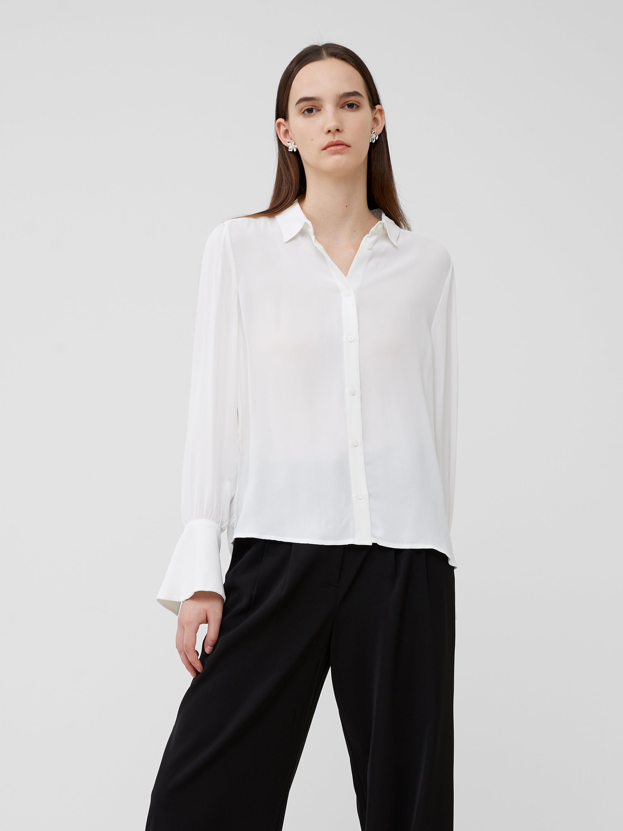 Cecile Crepe Shirt Summer White French Connection UK