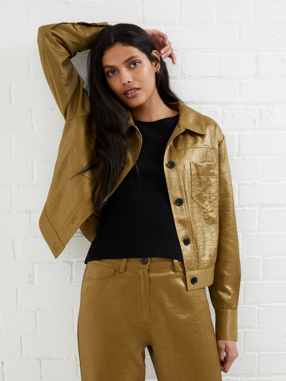 Cammie Shimmer Jacket Nutria French Connection UK