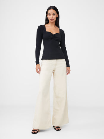 Sonya Ribbed Sweetheart Neckline Top