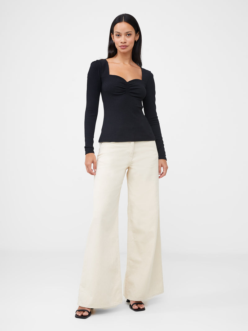 Sonya Ribbed Sweetheart Neckline Top