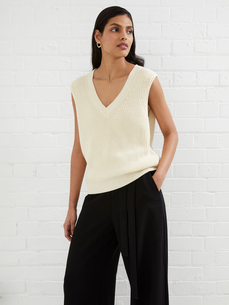 Lily Mozart Knit Vest Classic Cream French Connection UK
