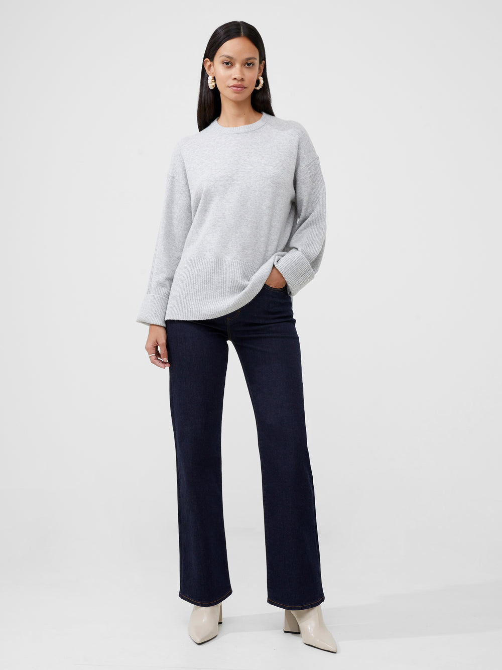 Vhari Recycled Knit Jumper Dove Grey Mel | French Connection UK