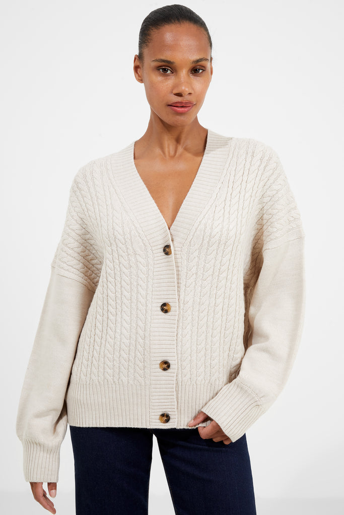 Babysoft Cable Knit Cardigan Light Oatmeal | French Connection UK