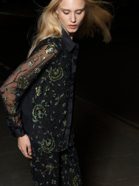 Roshene Sequin Long Sleeve Shirt