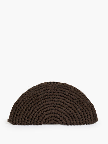Ribbon Crochet Brown Clutch Bag