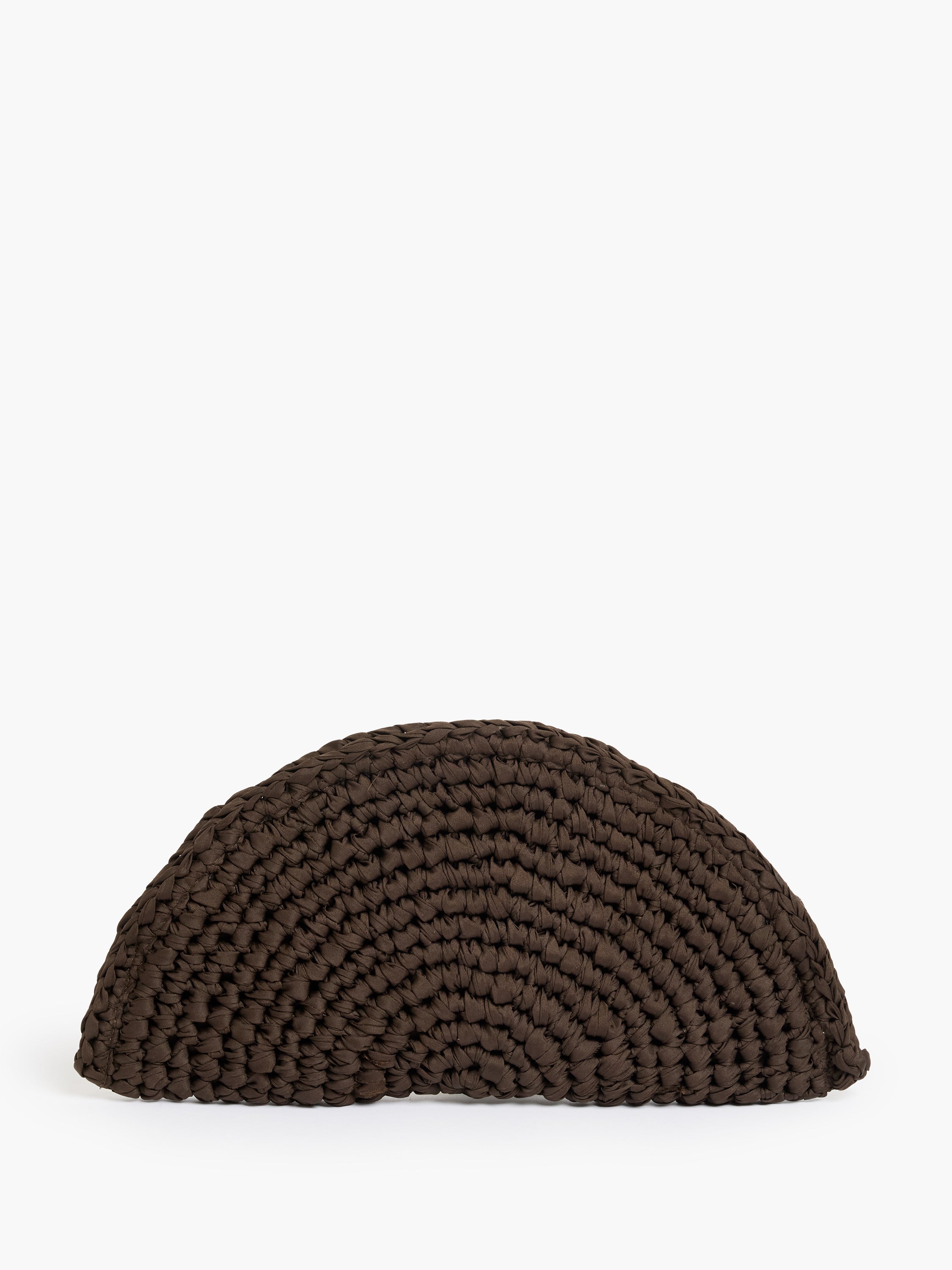 Ribbon Crochet Brown Clutch Bag