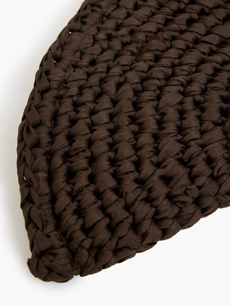 Ribbon Crochet Brown Clutch Bag