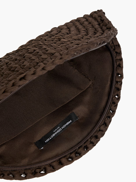 Ribbon Crochet Brown Clutch Bag