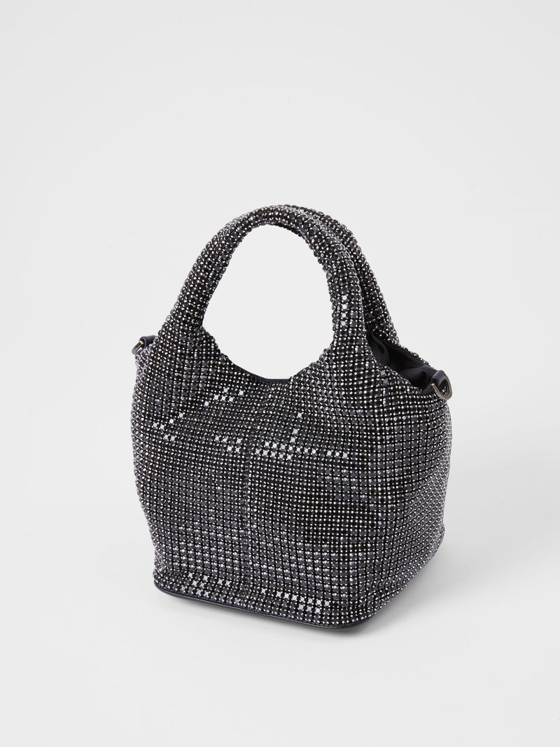 Diamante Bucket Bag Black Silver French Connection UK