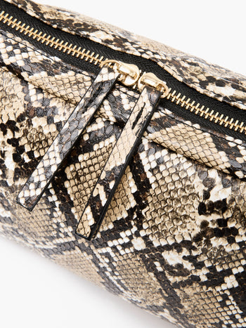 Snakeskin Handle Baguette Bag