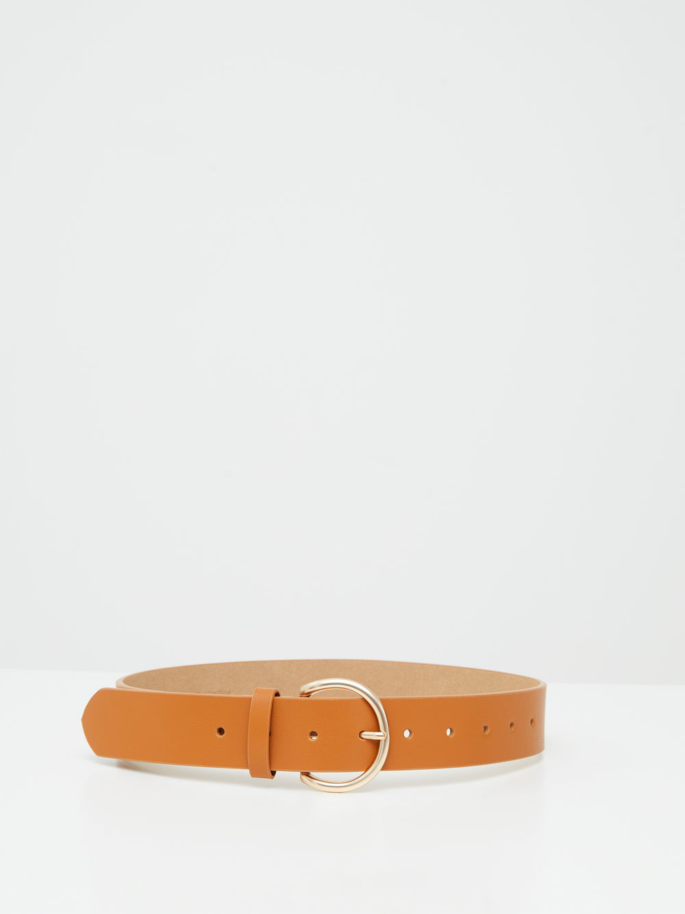 Round Buckle Belt Tan/Matt Gold